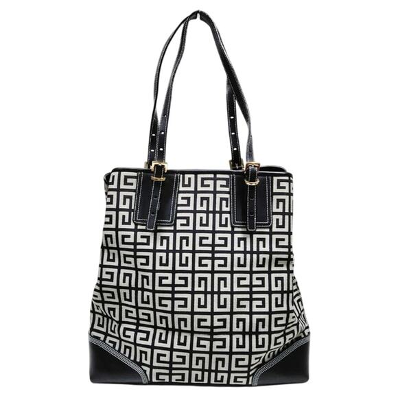Authentic Givenchy Canvas & Leather Tote – Geometric Print Adjustable Straps - Picture 4 of 16